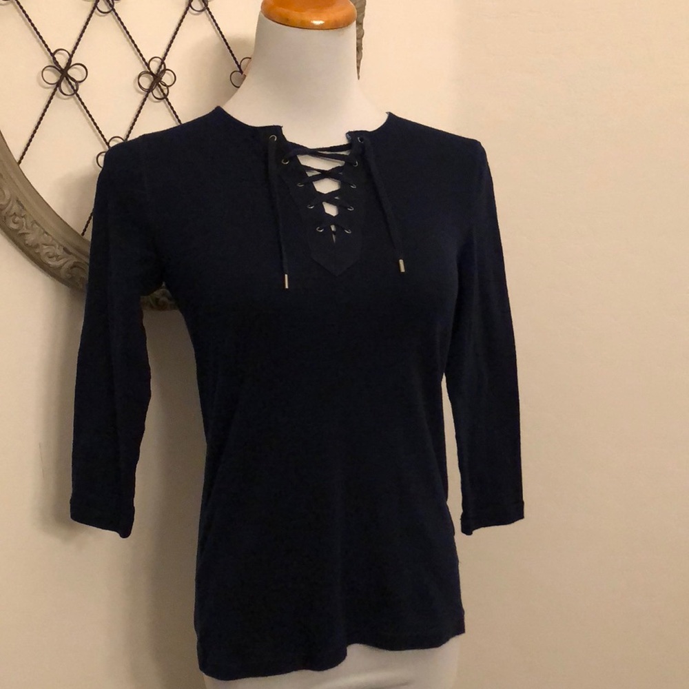 Chaps navy blue top size petite small